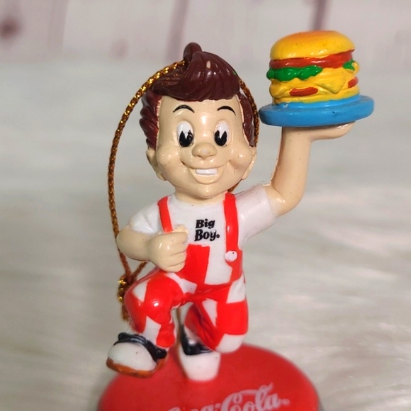 Vintage 90s Coca-Cola x Big Boy Burgers Mascot Christmas Holiday Ornament - Picture 13 of 14